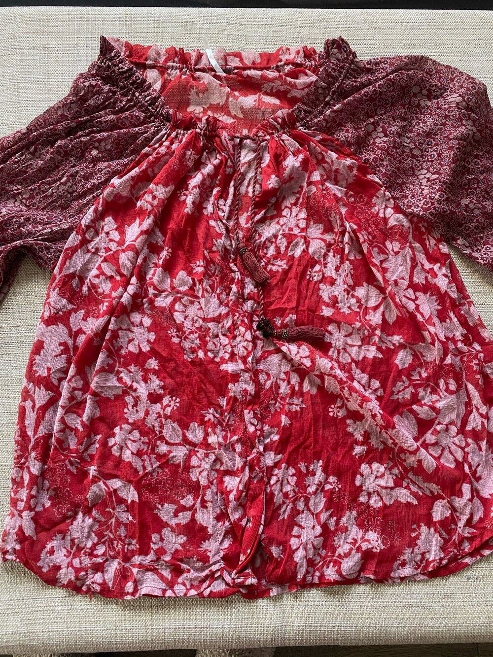 Free People Hendrix Semi-Sheer Floral Blouse Women’s Boho Chic Top S P